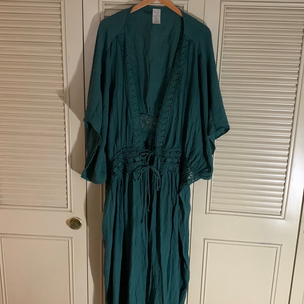 Emerald Green Plus Kimono with Double Tie